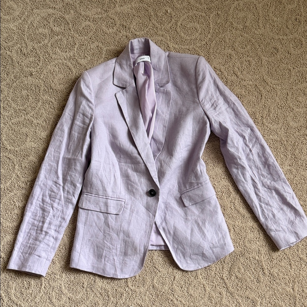 Mango Lavender Linen Blazer EUC